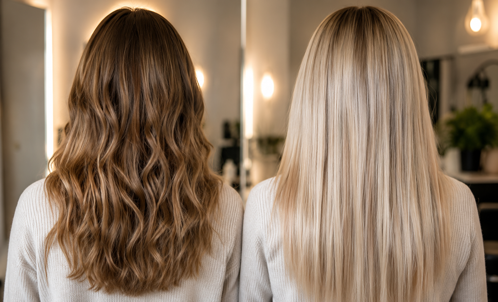Blonde before and after transformation